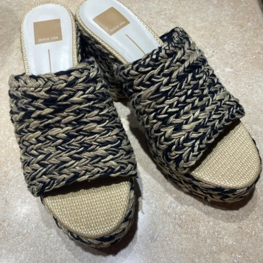 Dolce Vita Tan/black Braided Chunky Women's‎ 10 Sandals     1502